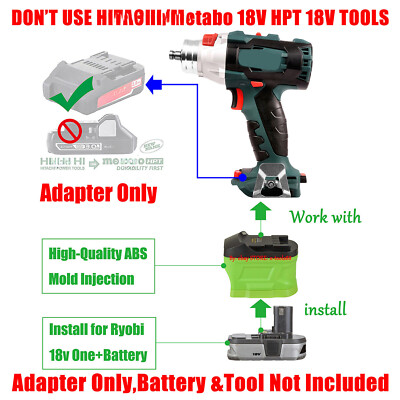 1 Adapter for Ryobi 18v Li-Ion Battery to Power for Older Metabo 5-PIN 18v Tools