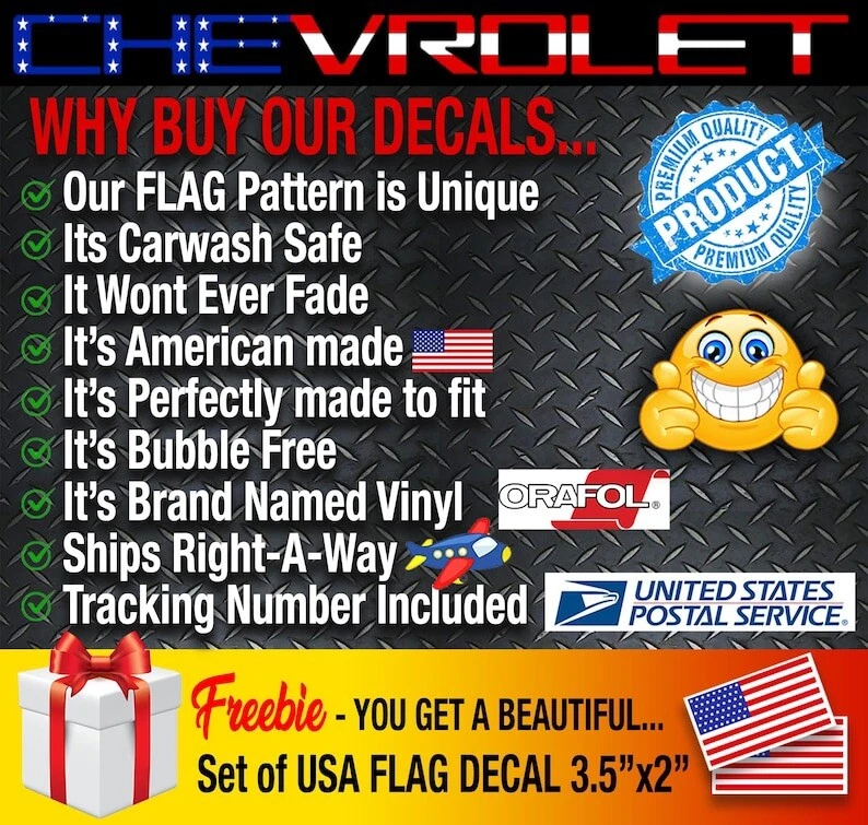 Calcomanías de vinilo Chevrolet Colorado bandera estadounidense 2024+ Foto 2 de 2