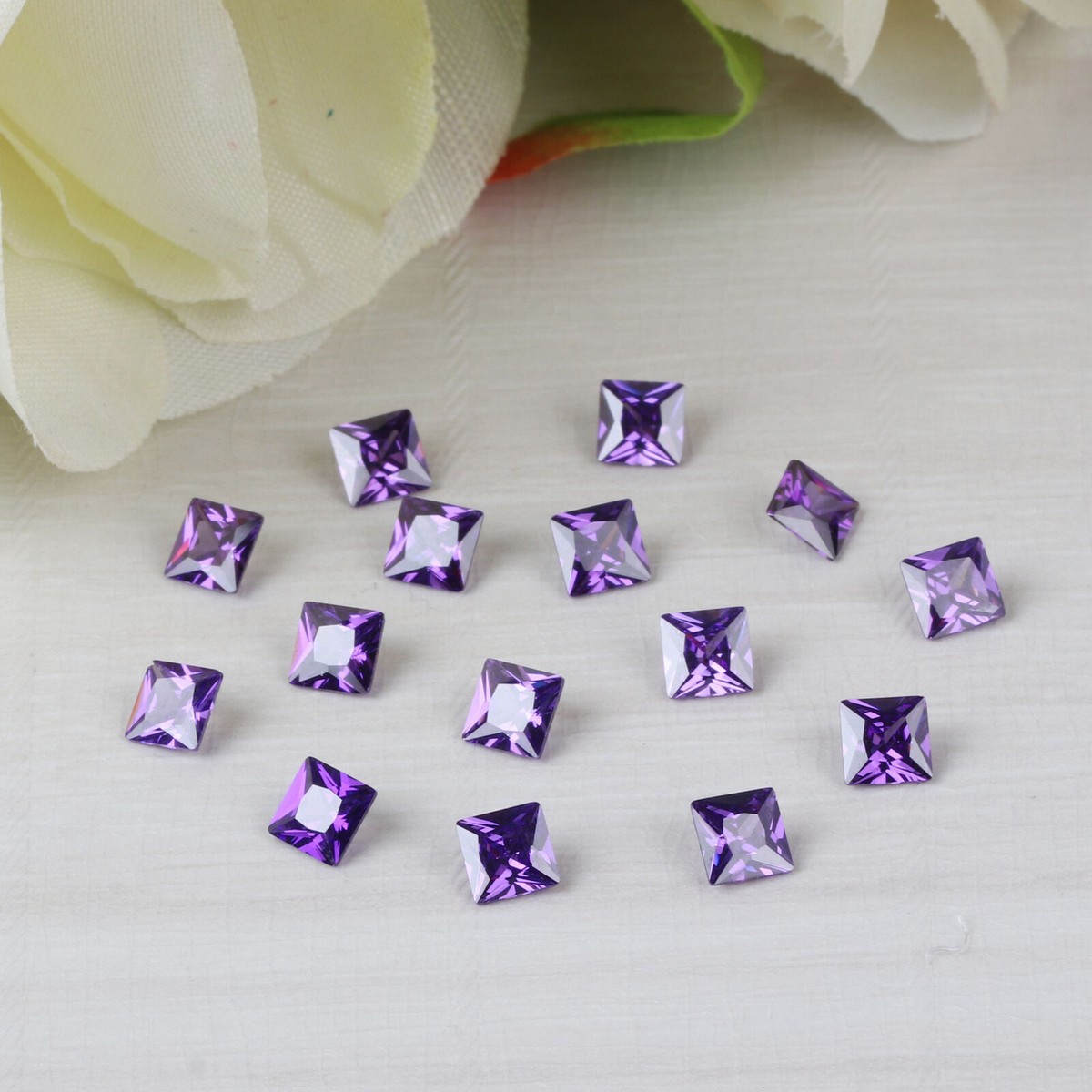 Violet Cubic Zirconia CZ Princess Cut Loose Gem CT Lot for Women