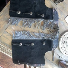 Vintage Suede Youth Kids Chaps With Silver Conchos