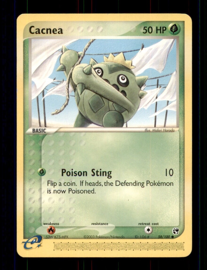 2X Pokemon Card Cacnea (EX Sandstorm) 58/100 HEAVILY PLAYED Non-Holo Common TCG!