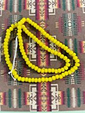 1/0 Yellow Venetian White Heart Trade Beads, Approximately 100 Beads per strand
