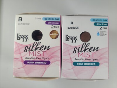 NIB 4 L'eggs Silken Mist - B-Ultra/Silky Sheer Leg -Control Top- Sun Beige