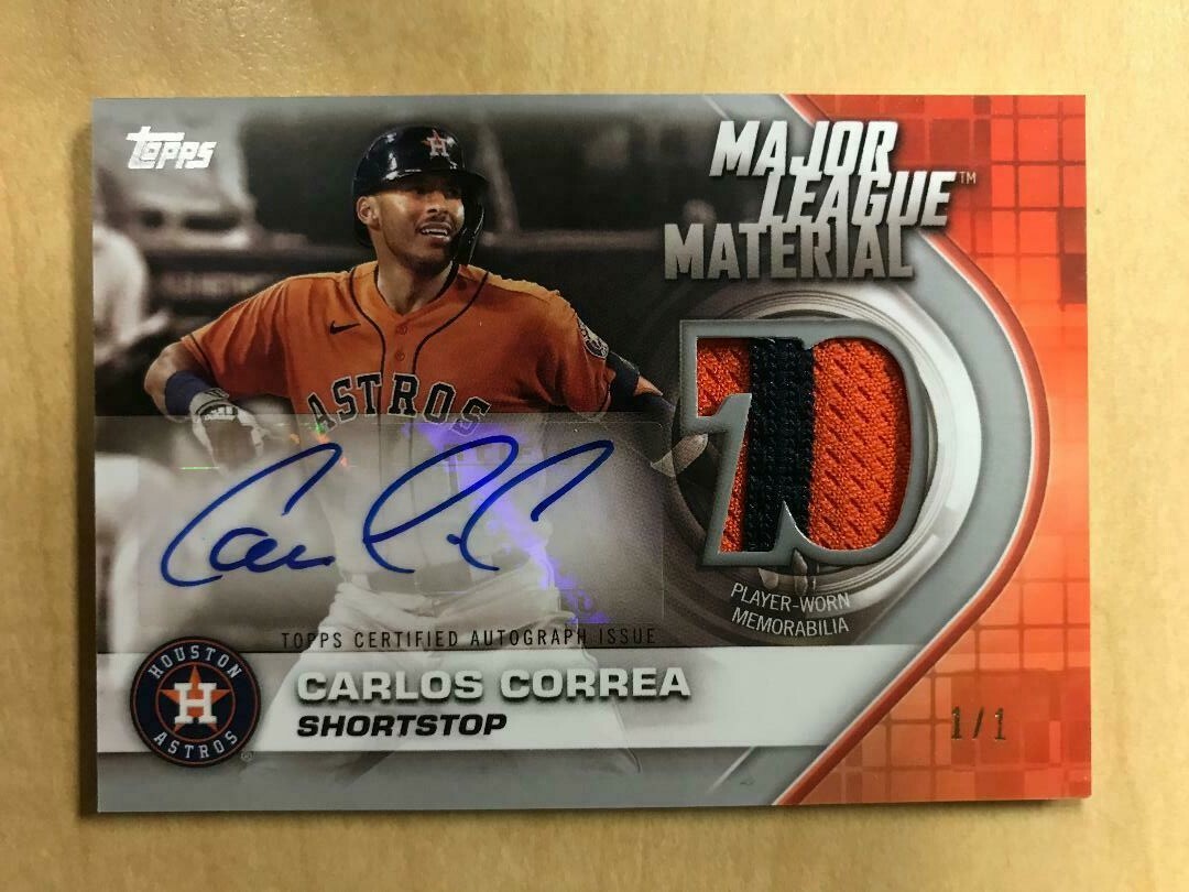 2021 Topps Carlos Correa Auto Patch 1/1 Major League Material MLMA-CC Astros