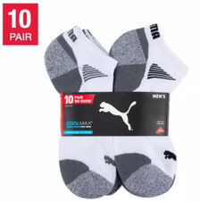 PUMA Men's No Show Sock, 10-pair, White/Gray/Blue, Fits Shoe Size 12-16