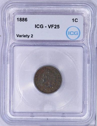 1886 Indian Cent 1c ICG VF25 - Variety 2