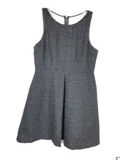 Jennifer Lopez Women's Little Black Mini Dress Siz 14 Sleeveless Mesh Pleated 47