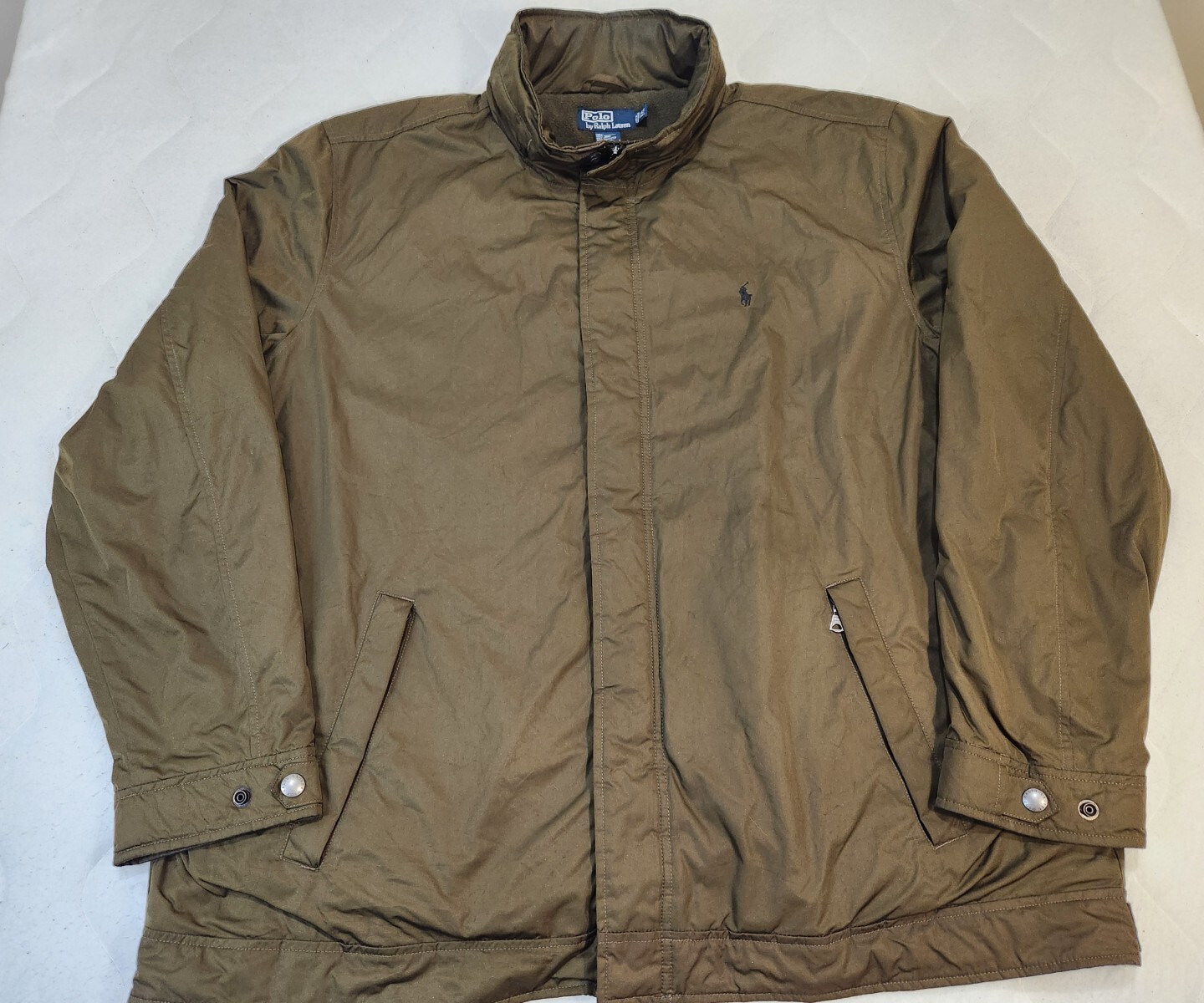 Polo Ralph Lauren marrone giacca isolata foderata in pile zip pony uomo taglia 2LT