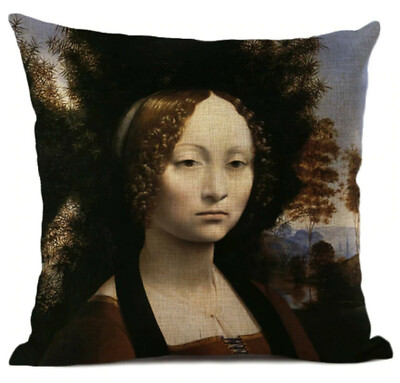 Kissenbezug Kissenhülle Canvas-Stoff Leonardo da Vinci Portrait d. Ginevra Benic