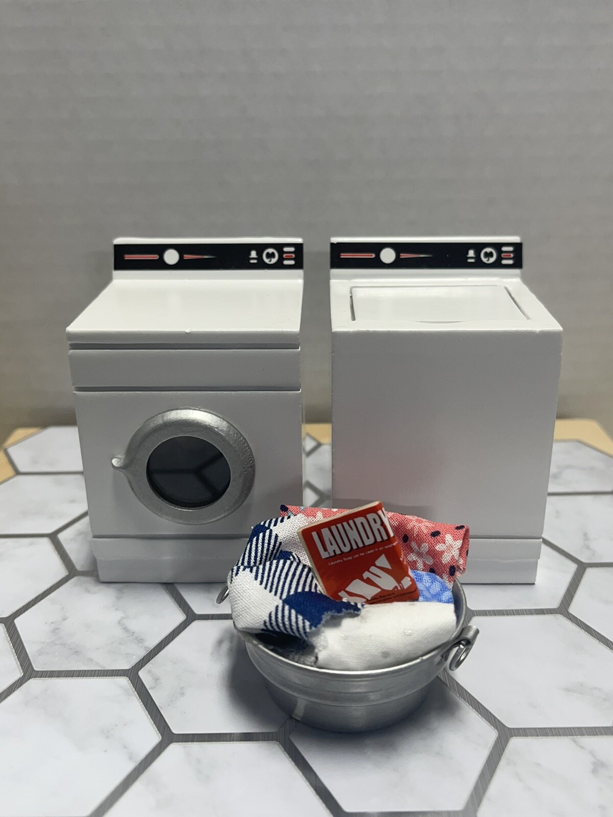 Miniature washer ,dryer & laundry basket for dollhouse eBay