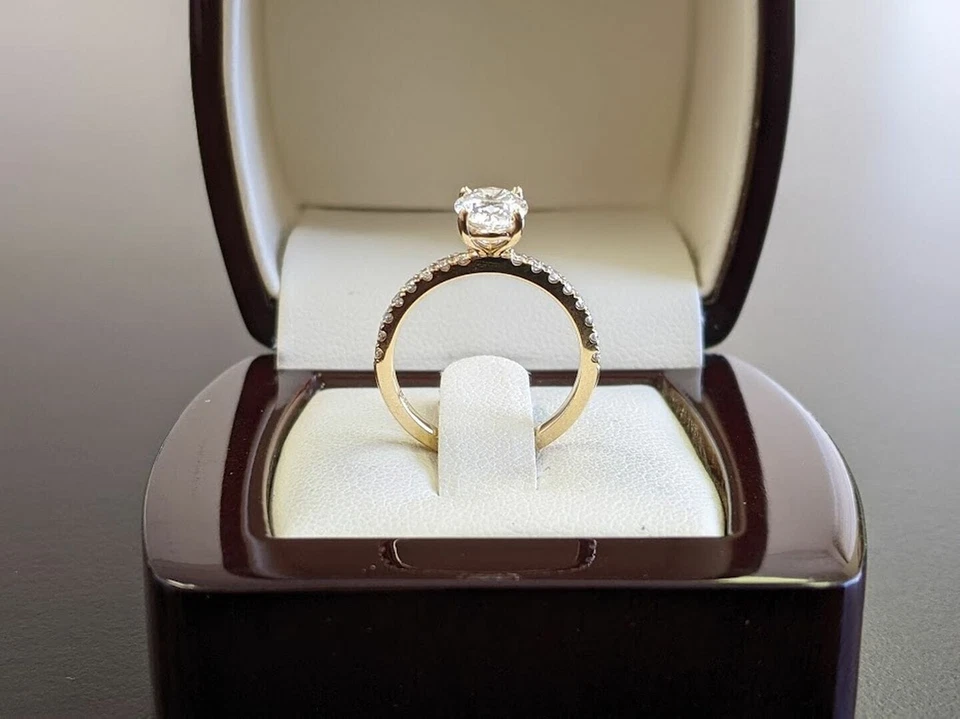 Diamond Engagement Ring IGI GIA Lab Created 14k Yellow Gold 1.25 Carat Oval Cut - Image 3 of 4