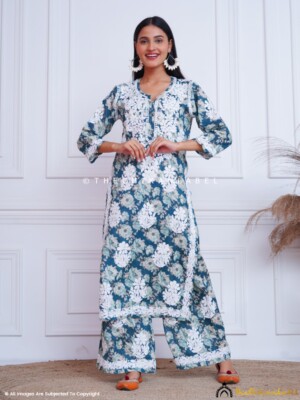white christmas dresses Green 3pc Hand Embroidery Cotton Lucknow Chikankari Unstitched Dress  Material Suit Sets main image 1