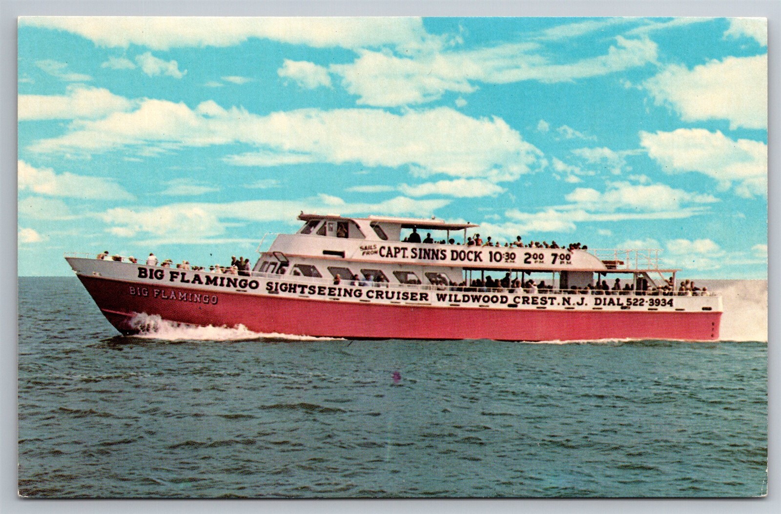 Big Flamingo Sightseeing Cruise Wildwood Crest NJ Vintage Postcard R14