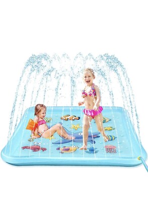 Splash Pad - 67'' Sprinkler for Kids, Inflatable Wading Pool Outdoor Water Toys 