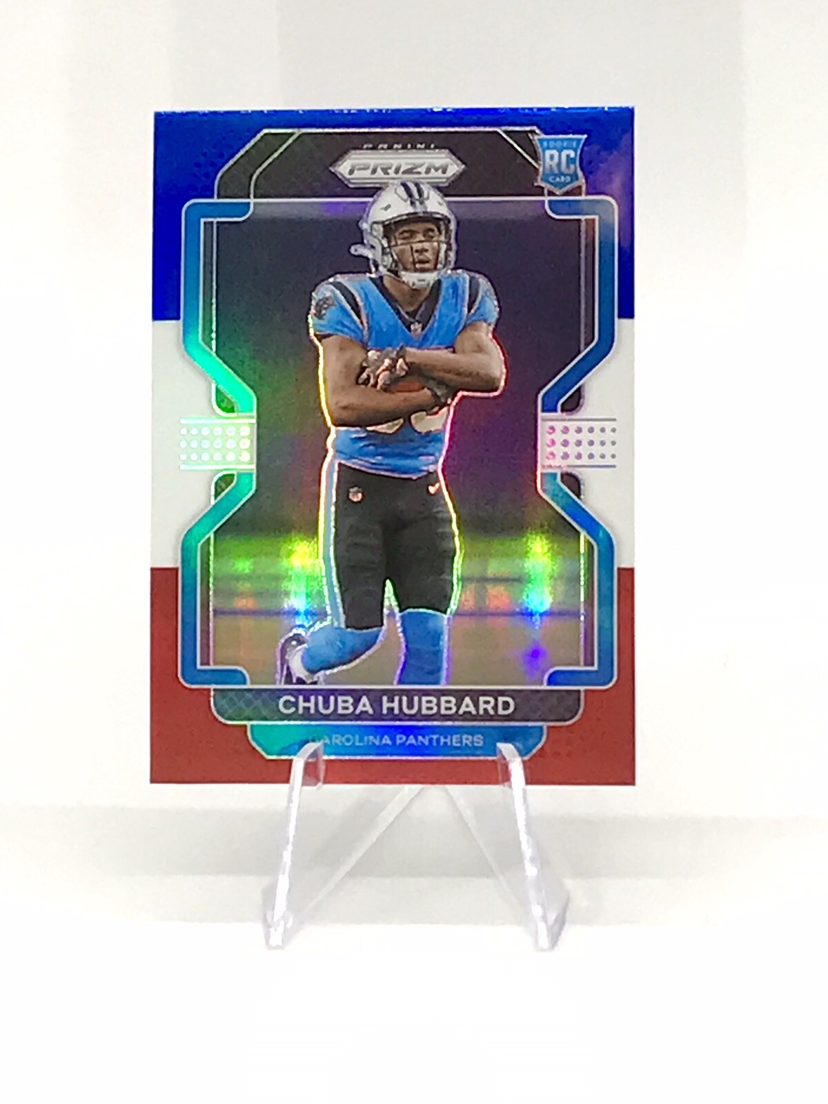 CHUBA HUBBARD PANTHERS ROOKIE RED WHITE BLUE PRIZMS #355 RC SP 2021 PANINI PRIZM