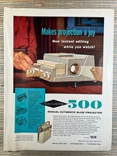 Sawyers 500 Manual Automatic Slide Projector Portland OR 1960 Vintage Print Ad