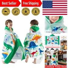Kid-Friendly Dino Hooded Bath Towel, Eco-Friendly, 50''x30'', Machine Washable