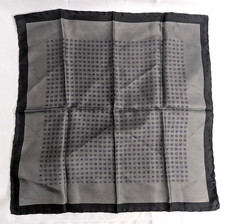 VTG Ashear Gray/Black/White/Blue 100 Italian Silk Pocket Square 17" Italy