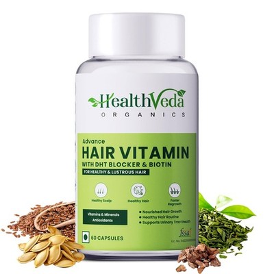 Health Veda Hair Vitamin Capsules DHT Blocker with Biotin Hair Growth 60 Veg Cap