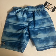 Under Armour Youth Cruise Blue Striped Swim Trunks NEW YSM