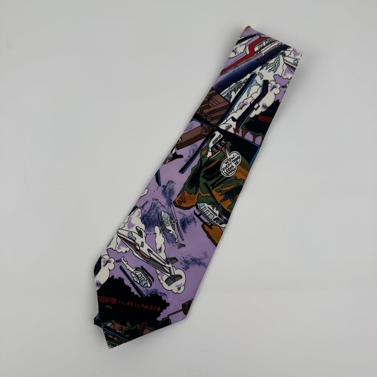 VTG Bell Helicopter Texas Novelty Silk Tie Helicopter Aviation Scenic 1994 View 5