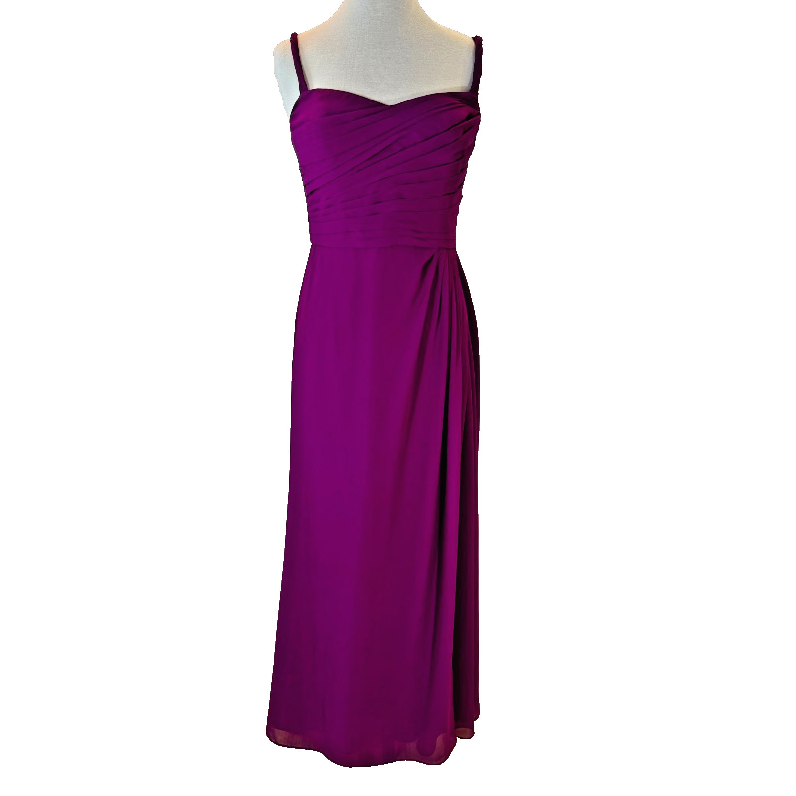 Lauren Ralph Lauren Evening Plum Chiffon Formal Gown Dress Sz 8 Mother Of Bride