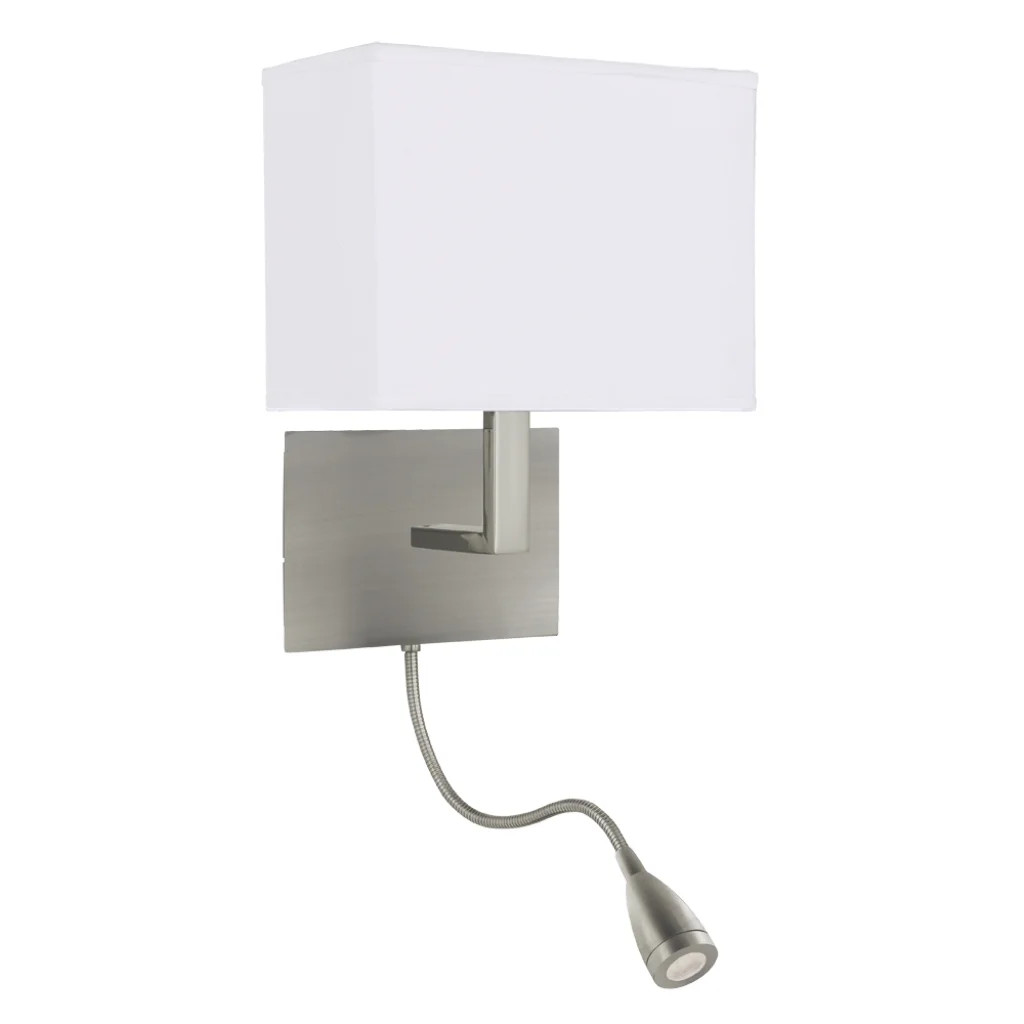 Wall Light Silver Hotel Flexi Arm Satin Searchlight 6519SS