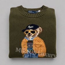POLO RALPH LAUREN Polo Crewneck Sweater Marled Olive Women Medium NWT