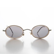 Small Delicate Oval Vintage Sunglasses Silver - Dwyer