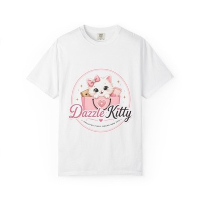 Dazzle Kitty cat illustration T-shirt | pink bow heart logo