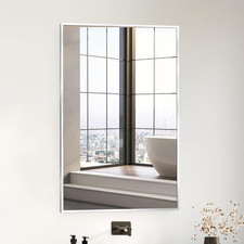 Brushed Nickel Bathroom Mirror 22x34 - Modern Vanity Mirror for Over Sink