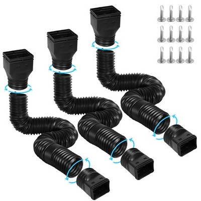 3 Pack Flexible Gutter Downspout Extensions Extendable from 21'' to 67'', Downs...