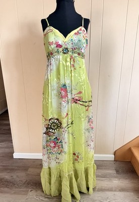 RT-183334 SUE WONG　ドレス　M Sue Wong Green Japanese Silk Rayon Sequin Beaded Maxi Dress Size 6
