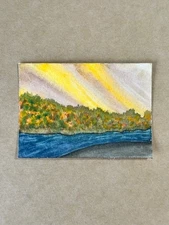 ACEO original artist trading cards watercolor landscape sunset fall nature art