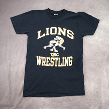 Vintage 80's Champion TSC Lions Wrestling Navy Graphic T-Shirt Size M USA Made