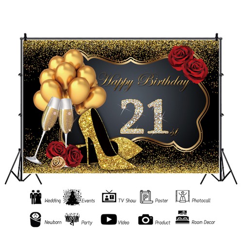 1PC Backdrop Happy 21st Birthday Balloons Printed Photography Background Cloth - Picture 4 of 11