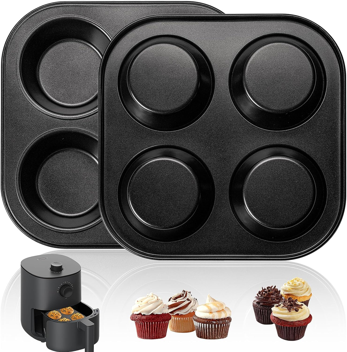 Air Fryer Muffin Pan, Pack Cupcake Molds for Air Fryer Toaster
