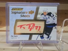 2025 UD Engrained Icons Signature Shots Tim Taylor Hockey Stick Red Ink Auto