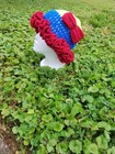 Blue Red And Yellow Handmade Crochet Bucket Hat With Ruffles One Size Fits Most — photo 2