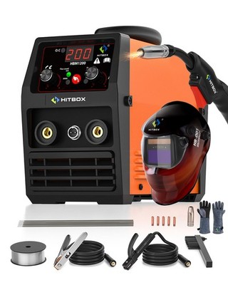 HITBOX 3-in-1 Fülldraht-Schweißgerät Inverter 200A DC ARC WIG Gaslos MIG 220V DE