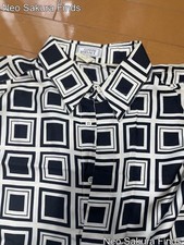 Versace Vintage Silk Shirt Black White Size L 90s Used Men's Long Sleeve