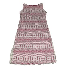 Eliza J A-Line Dress Women’s Size 4 Pink White Lace Overlay Sleeveless Party