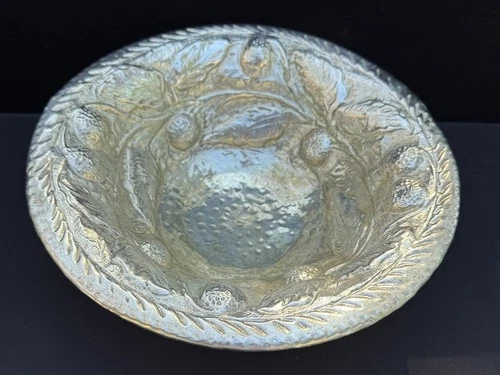 Beautiful Antique exquisite hammered arts crafts strawberry bowl Silver?