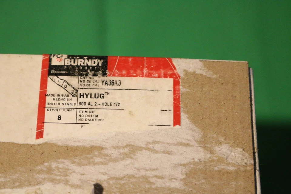 BURNDY HYLUG COMPRESSION ALUM 2-HOLE YA34A3 Item 537127 8 Lugs in each box - Image 3 of 4