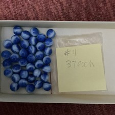 Lot of 37 Vintage Blue White Glass Swirl Marbles