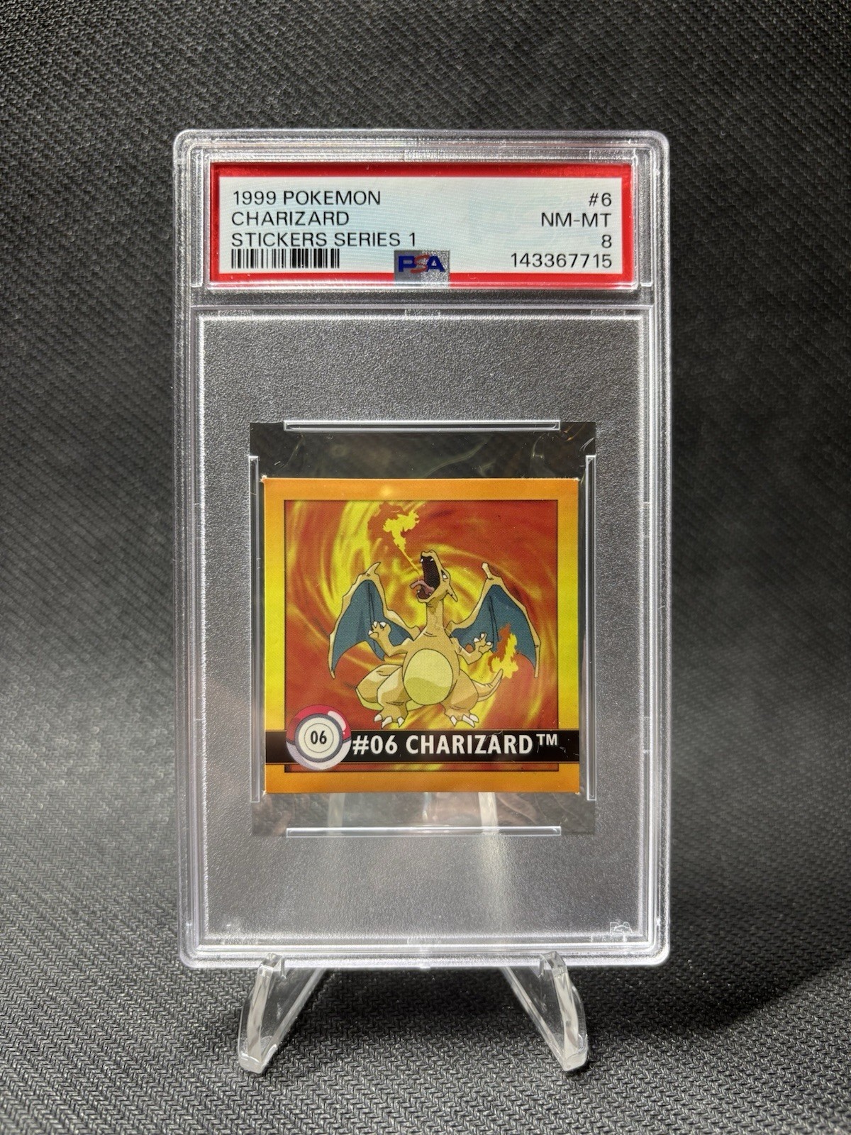 ArtBox 1999 Pokémon Charizard Sticker Series 1 #06 PSA 8 Vintage Trading Card