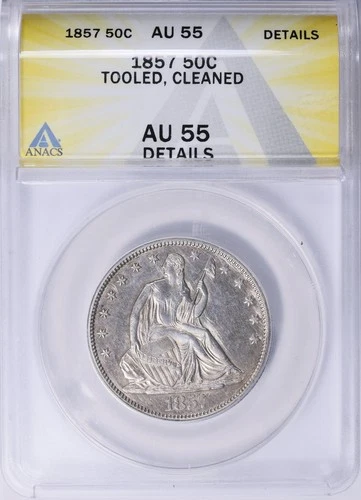 1857 Seated Liberty Half Dollar 50c ANACS AU 55 Details