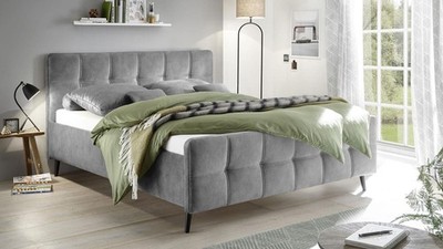 Polsterbett Bett Bettgestell Doppelbett Mario C in Stoff grau 180x200 cm