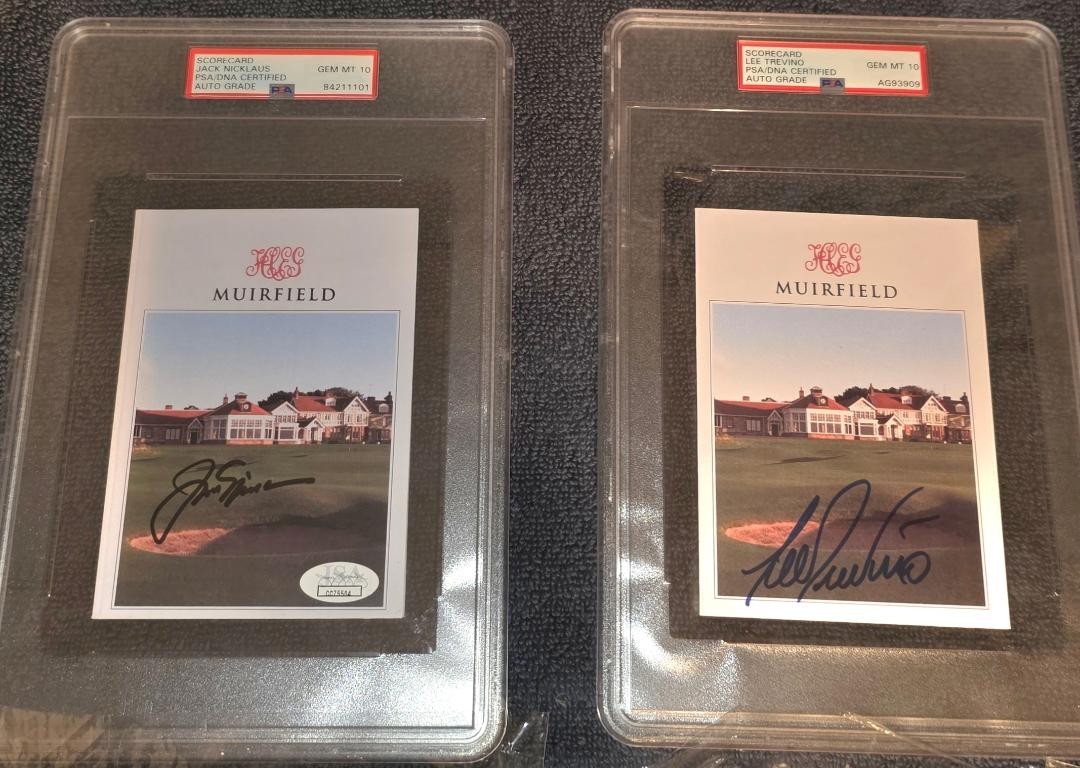 British Open Golf - 4 Muirfield Scorecards signed, Jack Nicklaus, Lee Trevino +2 view 1