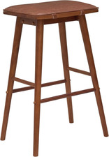 Midcentury Saddle-Seat Bar Stool in Chestnut Brown with Removable Cushion